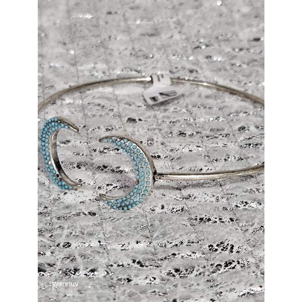 Free People Silver Armband with Blue Crescent Charm